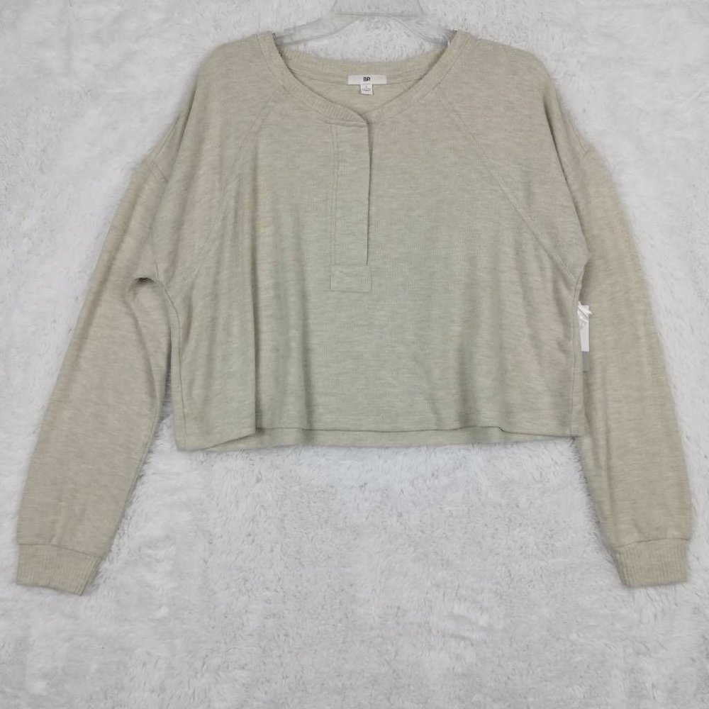 Bp Womens Pullover Sweater Beige Long Sleeve Jewel Neck Tight‎ Knit L New